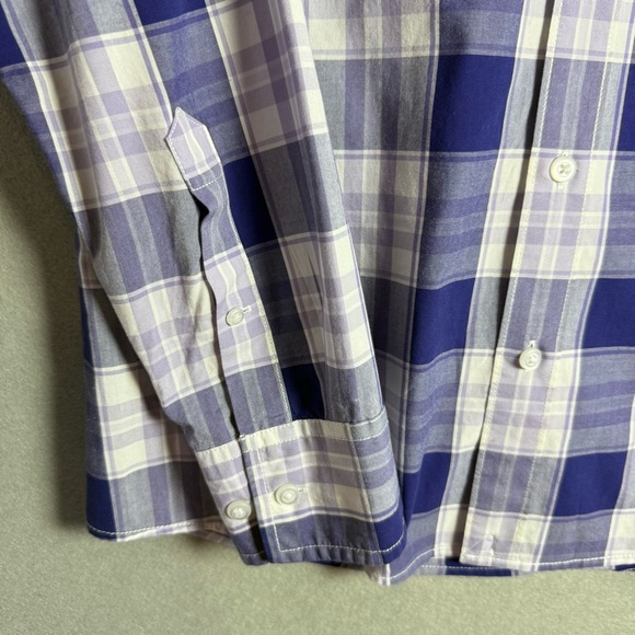 Bixby Nomad Purple/White Plaid Long Sleeve Slim Fit Button Down Shirt Size Small - Picture 3 of 9